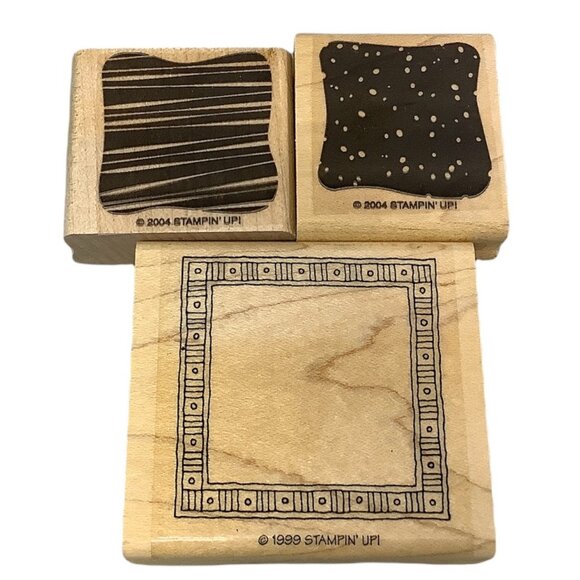 Stampin Up! Rubber Wooden Stamps Little Layers Abstract Patterns Picture Frame B - Picture 1 of 6